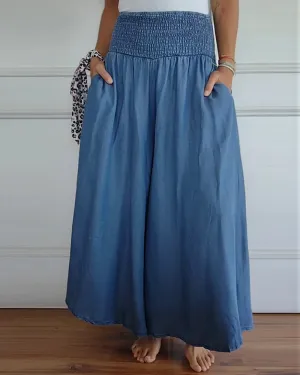 Isabella | Denim Palazzo Pants | Casual Comfort | Soft Fabric