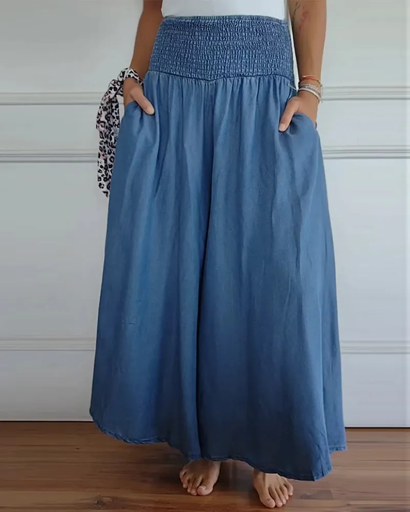 Isabella | Denim Palazzo Pants | Casual Comfort | Soft Fabric