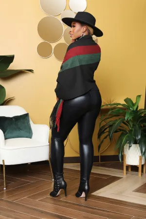 It's your move- Black scarf with red and green accent colors