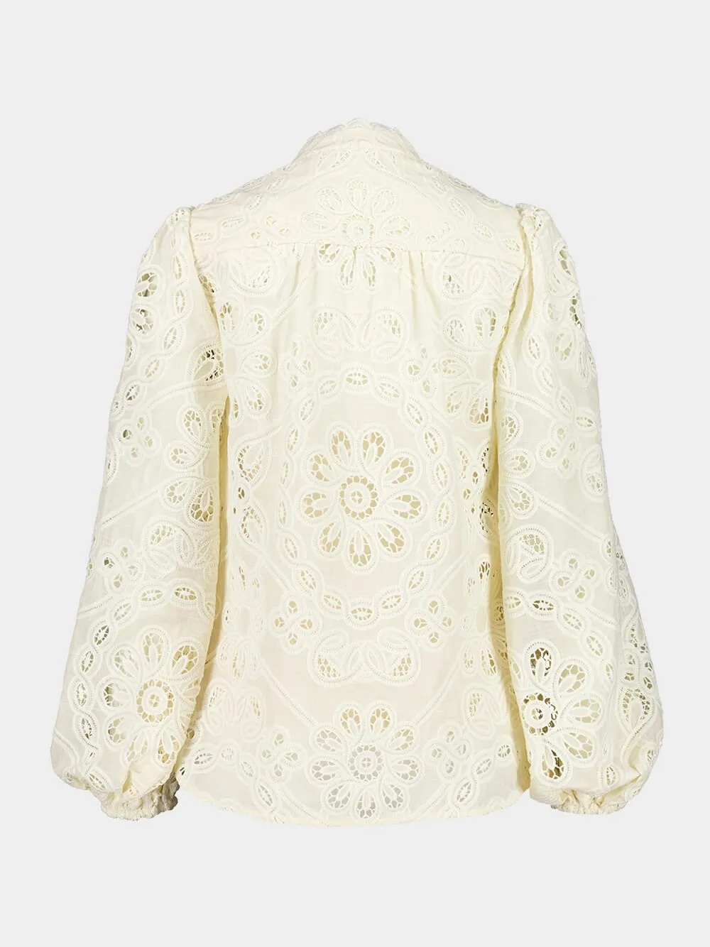 Ivory Rhiannon Embroidered High-Neck Blouse