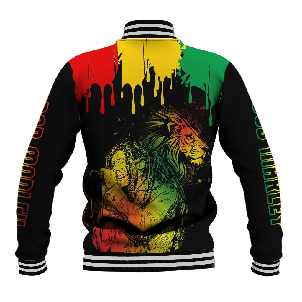 Jamaica Reggae King Baseball Jacket Sketch Style One Love LT7