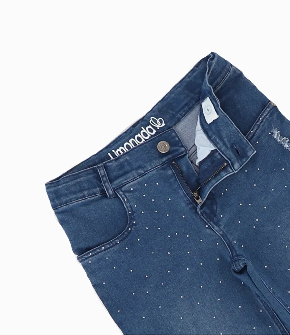 Jeans Niña Acampanado Con Brillos