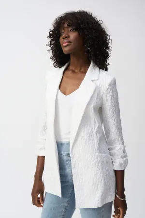 Joseph Ribkoff White Woven Jacquard Boxy Blazer Style 242034