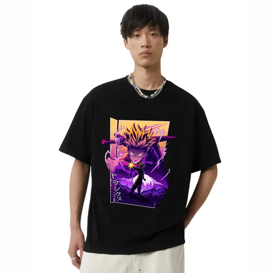 Kart Black Anime Printed Oversized T-Shirt