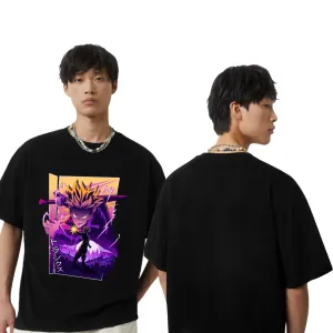 Kart Black Anime Printed Oversized T-Shirt