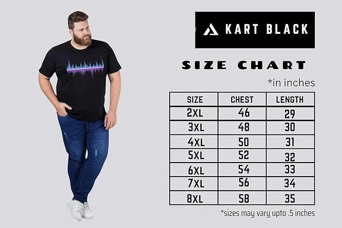 Kart Black Men's Plus Size Regular Fit Cotton Tshirts | MT-PLUS-BLK-SHIELD_3XL