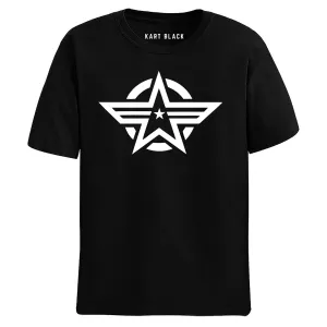 Kart Black Men's Plus Size Regular Fit Cotton Tshirts | MT-PLUS-BLK-SHIELD_3XL