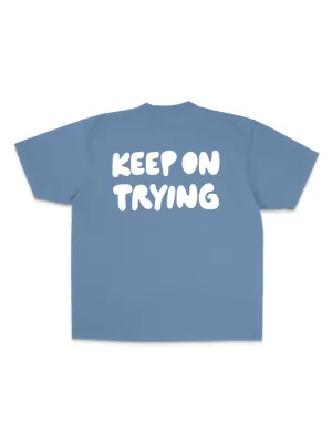 Keep On Trying Oversized Tee - Washed Denim
