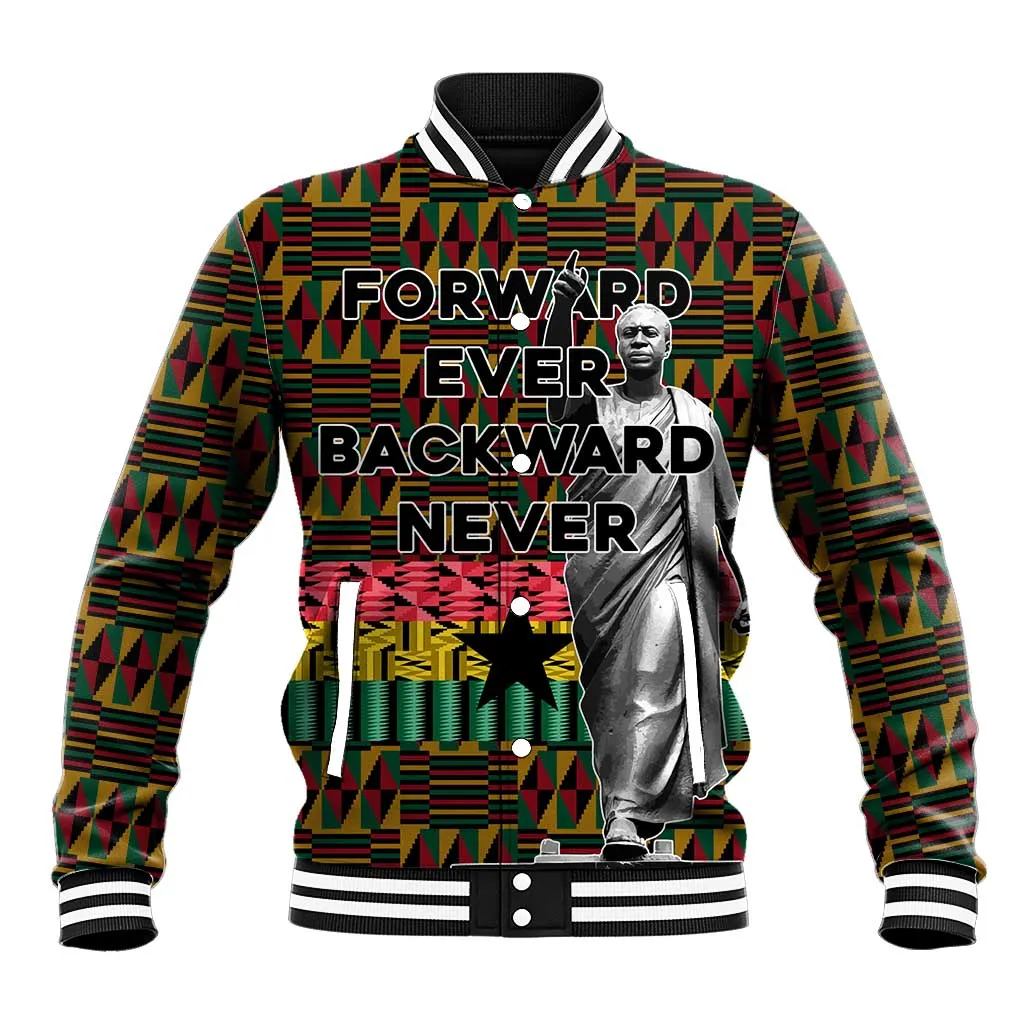 Kwame Nkrumah Ghana Baseball Jacket Kente Pattern African TS04