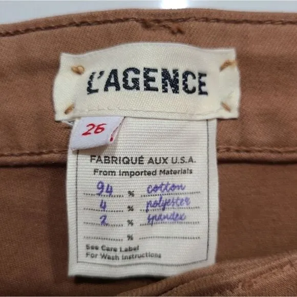 L'AGENCE Marguerite High Rise Java Coated Skinny Jeans Size 26