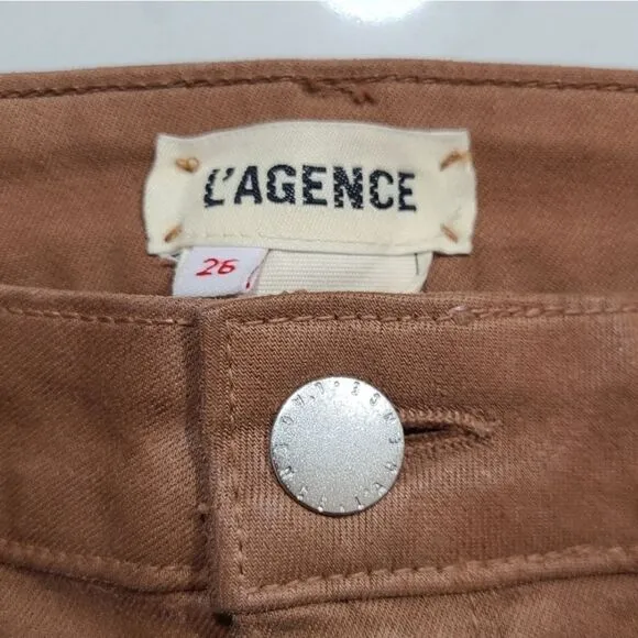 L'AGENCE Marguerite High Rise Java Coated Skinny Jeans Size 26