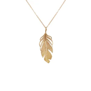 Large Gold Feather Pendant