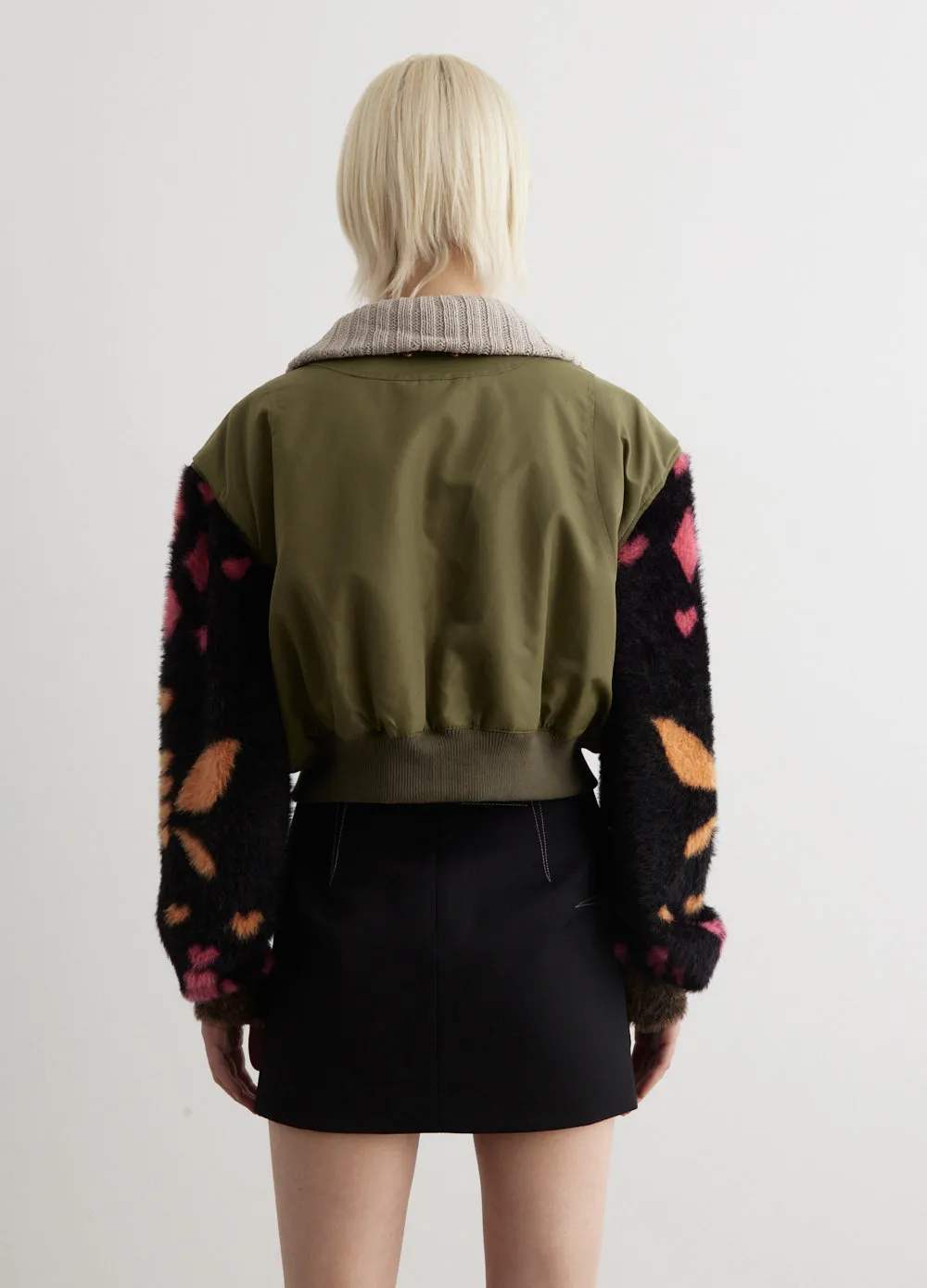 Leona Jacquard Knit Sleeve Bomber Jacket