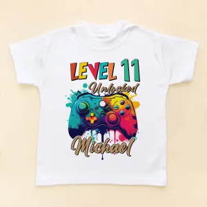 Level 11 Unlocked Colorful Gaming Controller Personalised T Shirt