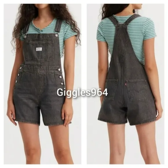 Levi's Vintage Shortalls Overall Shorts Jean Faded Black