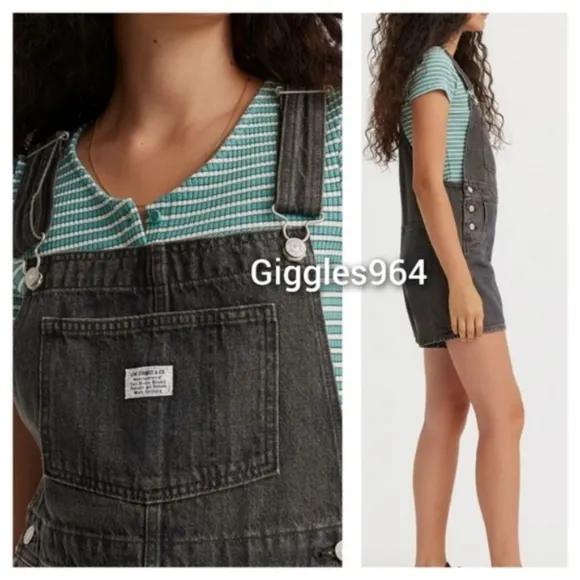 Levi's Vintage Shortalls Overall Shorts Jean Faded Black