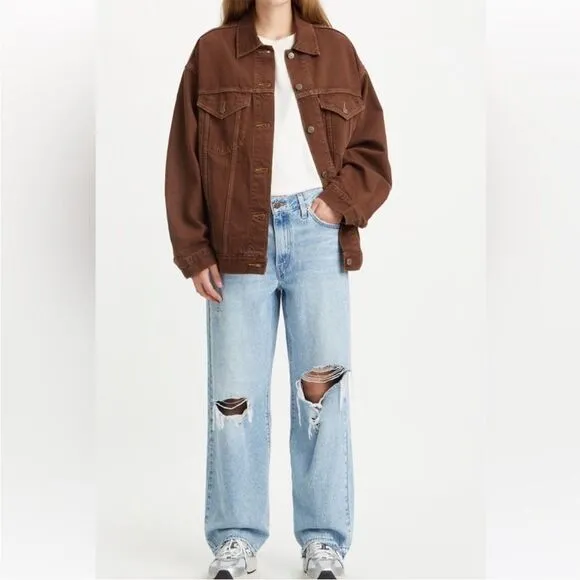 Levis women Baggy Dad Jeans Bin Day 29x30 vtg 90s light wash distressed