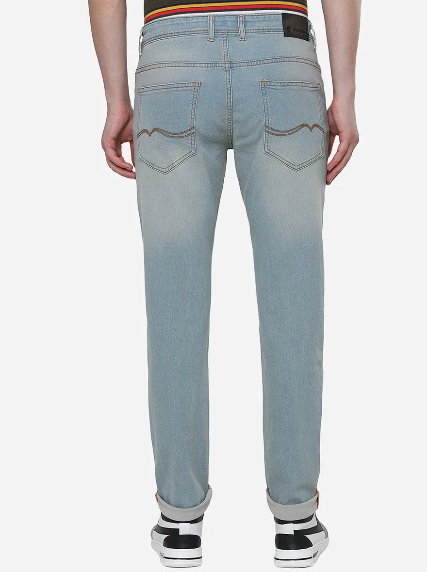 Light Blue Washed Narrow Fit Jeans | Greenfibre