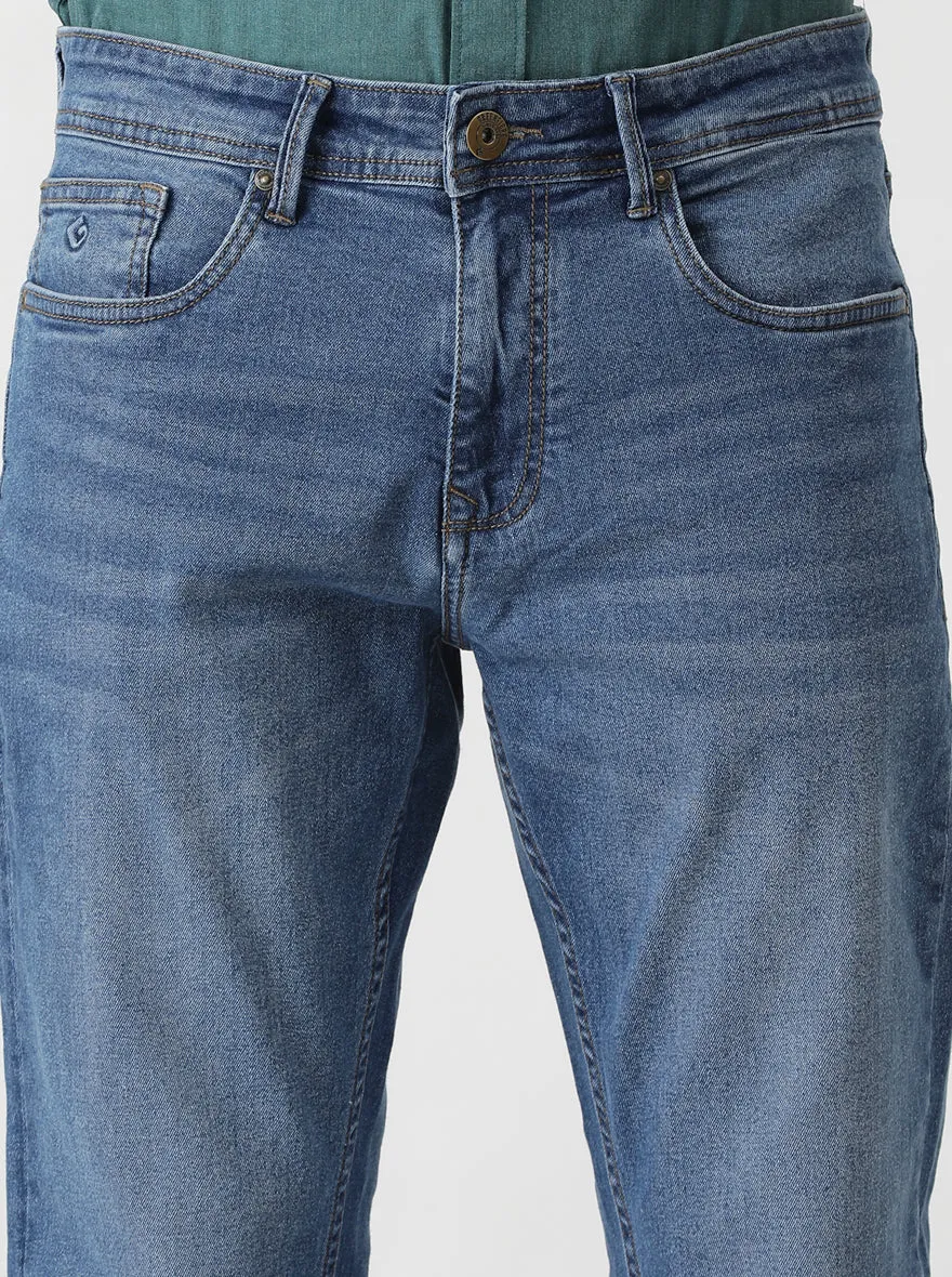 Light Blue Washed Narrow Fit Jeans | Greenfibre