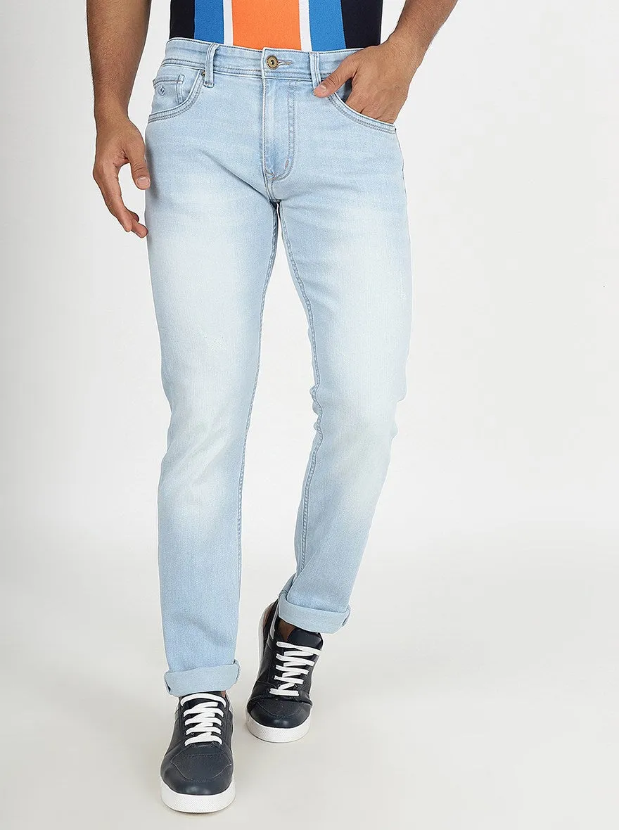 Light Blue Washed Narrow Fit Jeans | Greenfibre