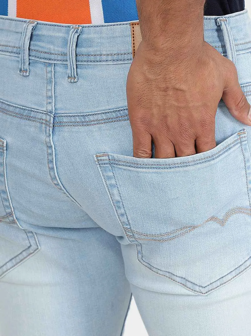Light Blue Washed Narrow Fit Jeans | Greenfibre