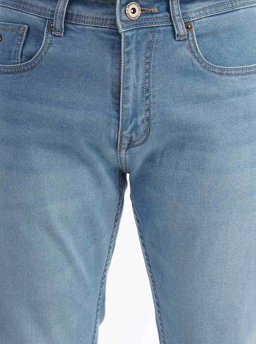 Light Blue Washed Straight Fit Jeans | Greenfibre