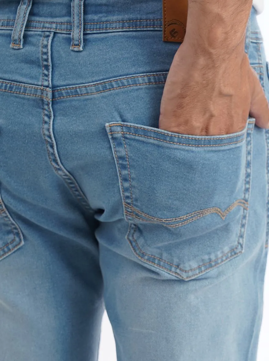 Light Blue Washed Straight Fit Jeans | Greenfibre