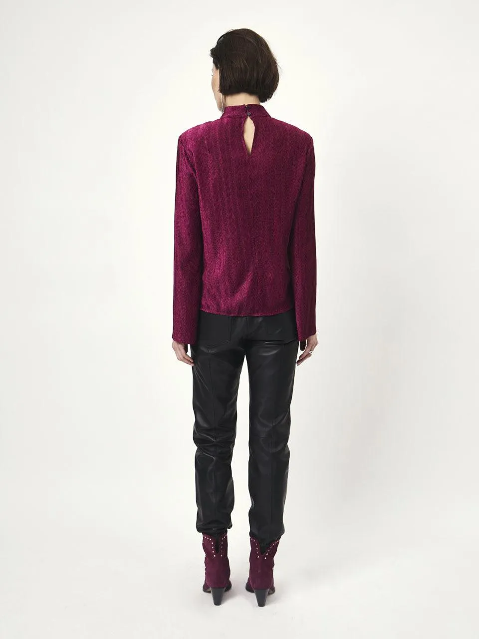 Liz Turtleneck Top Warm Plum