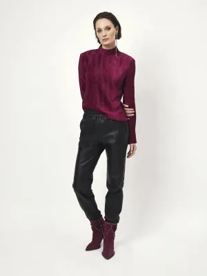 Liz Turtleneck Top Warm Plum