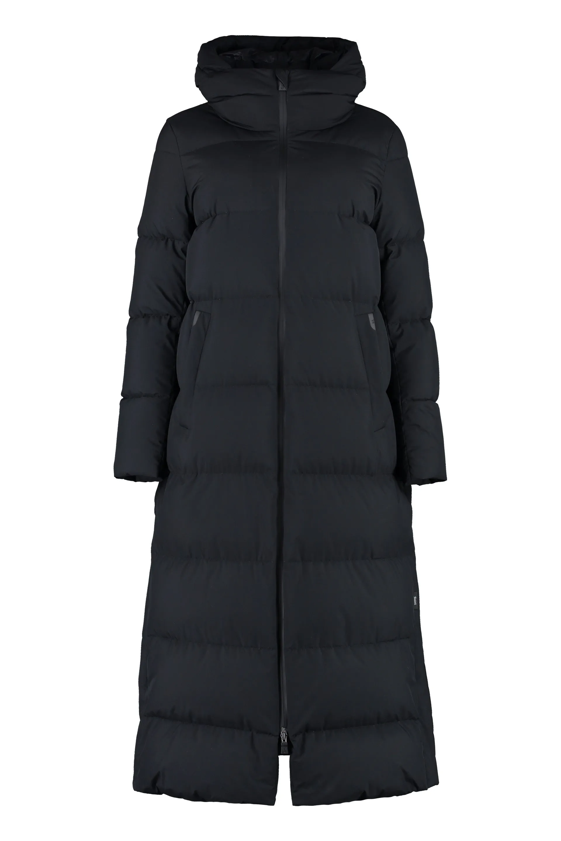 Long hooded down jacket