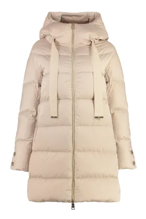 Long hooded down jacket