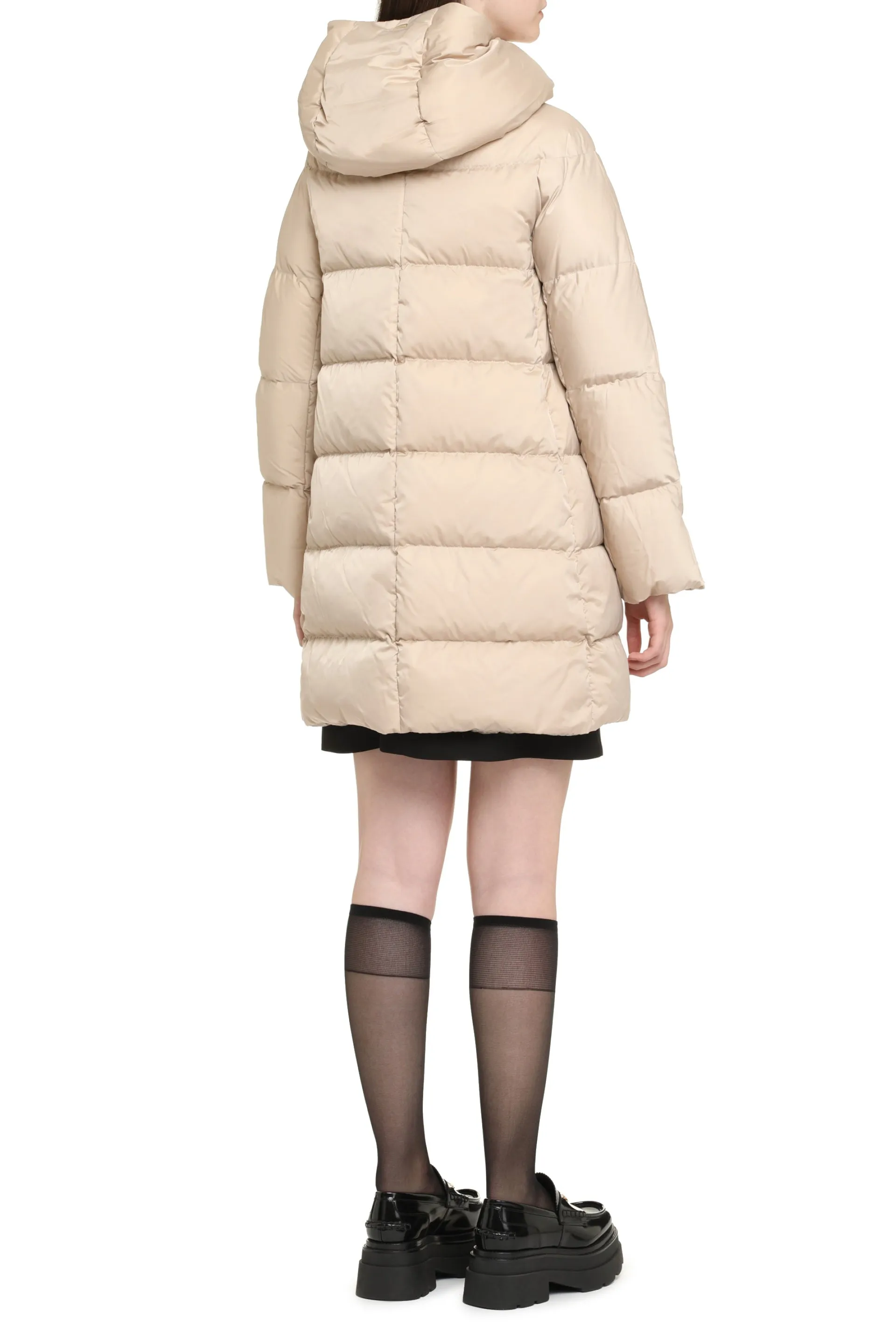 Long hooded down jacket