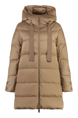 Long hooded down jacket