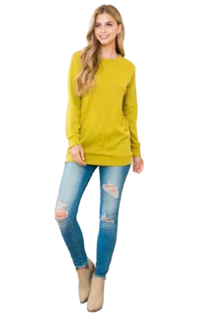 Long Sleeve Round Neck Pullover Top Mustard  - Pack of 7