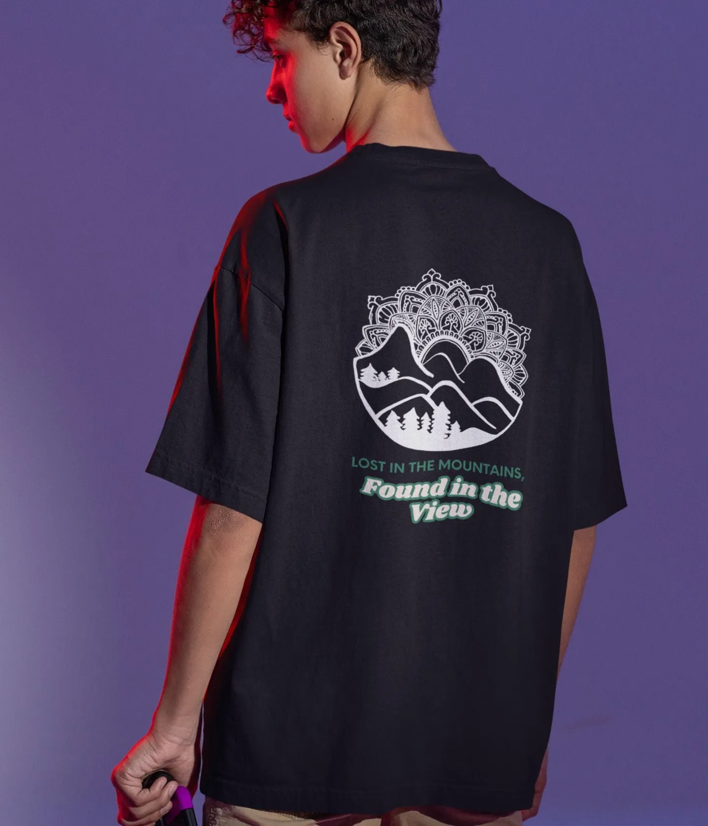 Lost In The Mountains - Terry Oversized T-Shirt - Dark