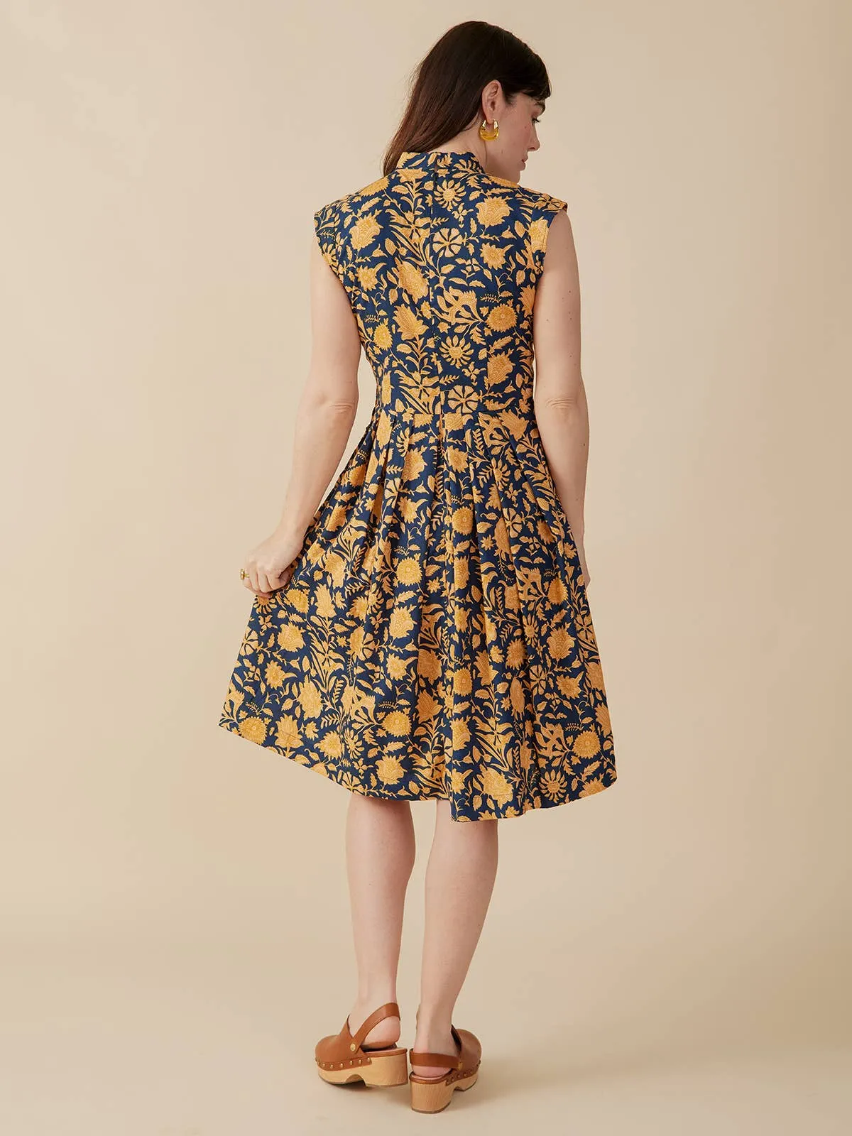 Lucille Dress Navy Botanical