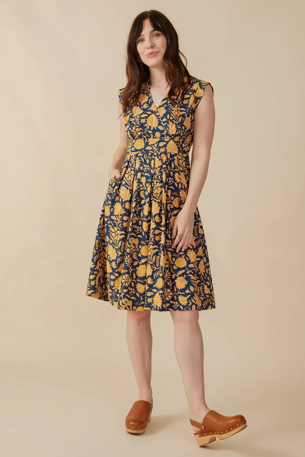 Lucille Dress Navy Botanical