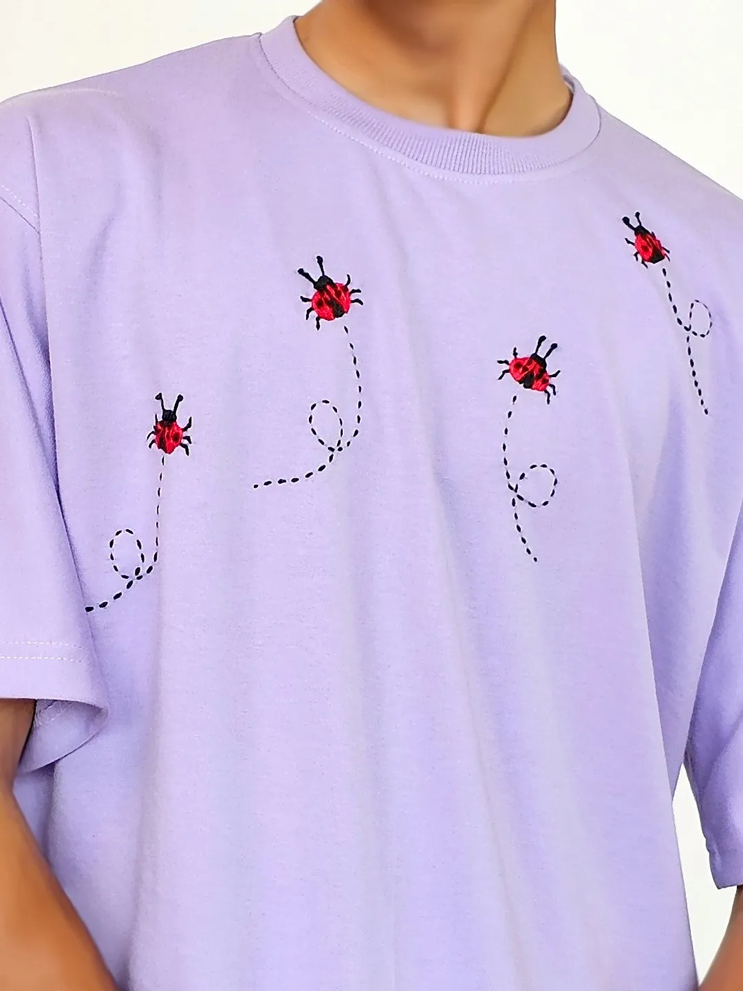 Lucky Bug Hand Embroidered Oversize T Shirt Unisex