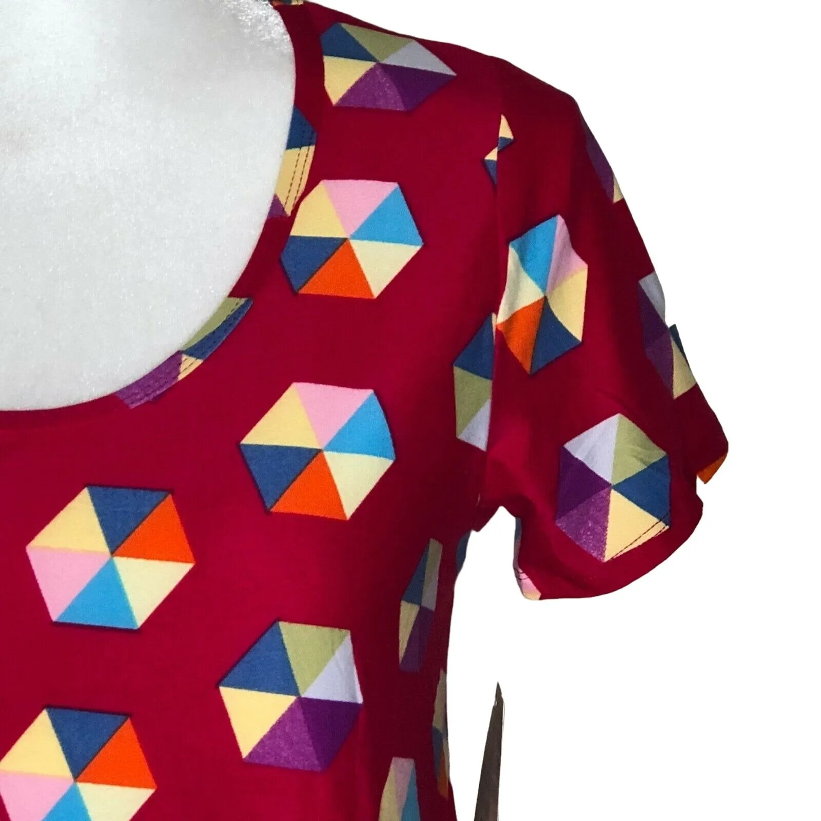LuLaRoe Classic T Women's Top XS Fucshia with Colorful Triangles NWT