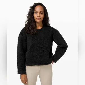 Lululemon 2020 Wool Whenever Crew Sherpa Fleece Sweater Black Size 12