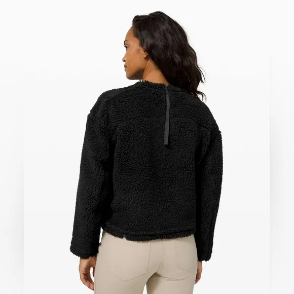 Lululemon 2020 Wool Whenever Crew Sherpa Fleece Sweater Black Size 12