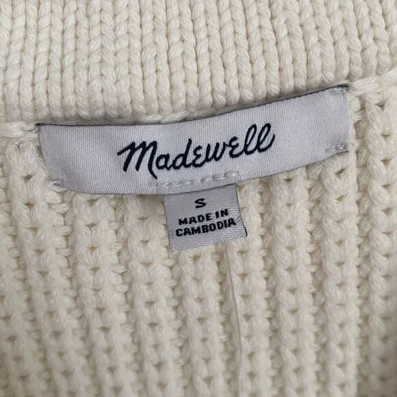 Madewell Cutaway Sweater Vest Cream Size S NWT