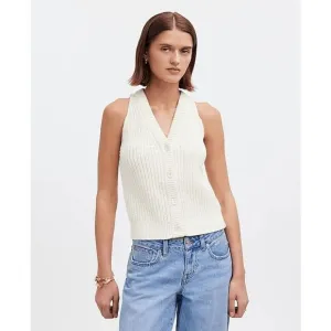 Madewell Cutaway Sweater Vest Cream Size S NWT