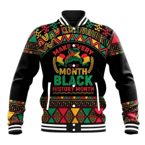 Make Every Month Black History Month Baseball Jacket African Pattern LT01
