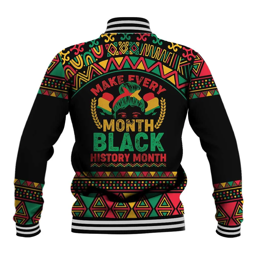 Make Every Month Black History Month Baseball Jacket African Pattern LT01