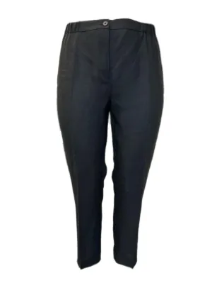 Marina Rinaldi Women's Black Regione Mid Rise Slim Flax Pants NWT