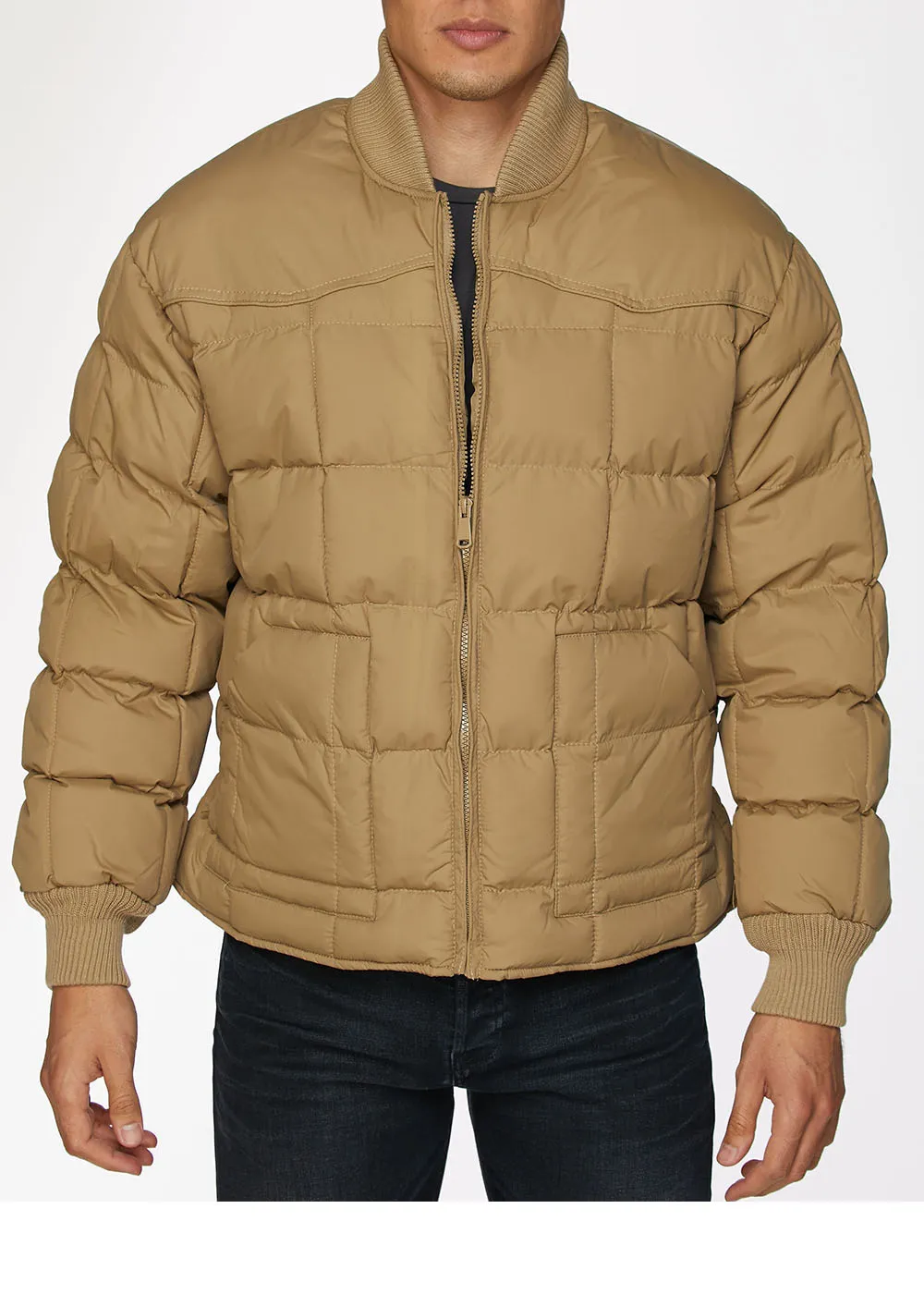 Men's Nylon Quilted Puffer Jacket -NJ629-Khaki