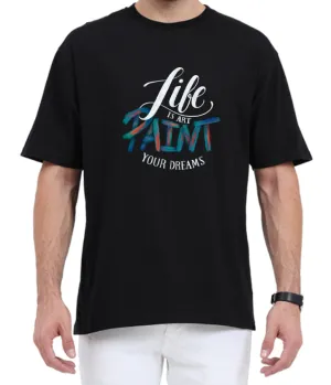 Men's Oversized Tshirt - DRON Life is an art - OS20 Black