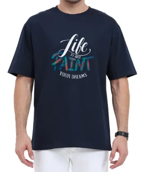 Men's Oversized Tshirt - DRON Life is an art - OS20 Navy Blue