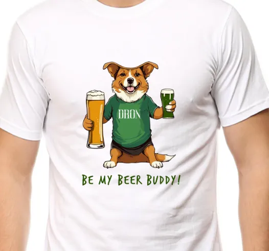 Men's Tshirt - Be My Beer Buddy - ABA01 White